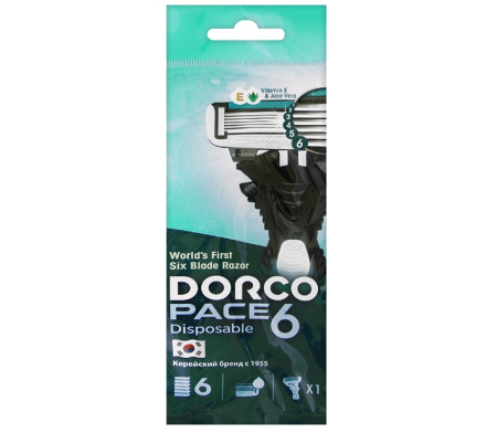 Станок для бритья одноразовый DORCO Pace6 6 лезвий с плавающей головкой 1шт пакет