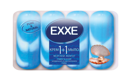 Крем-мыло Exxe 1+1 Морской жемчуг 4шт*90г синее /С0006182/