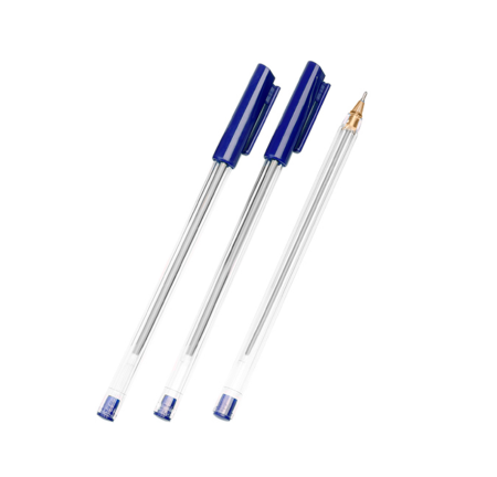 Ручка шариковая синяя 0,7мм Стамм прозрачный корпус /РШ800/