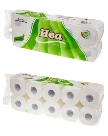 Туалетная бумага Ива четырехслойная 10шт со втулкой, мягкая и комфортная